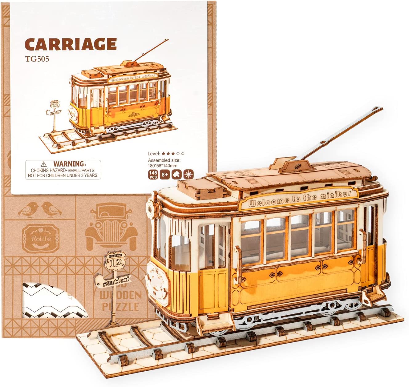 Robotime Rolife Wooden Vintage Car Model / Vintage Streetcar Model / Vintage Carriage Model For Adults of Children