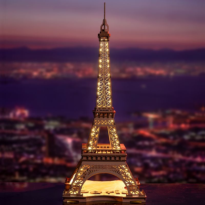 Night Of The Eiffel Tower - Large Wooden Puzzle With 4 Light Shows by Rolife