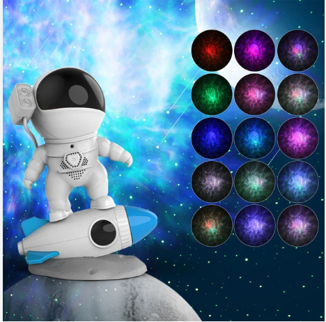 Rocket Astronaut Galaxy Starry Sky Projector Lamp Desktop