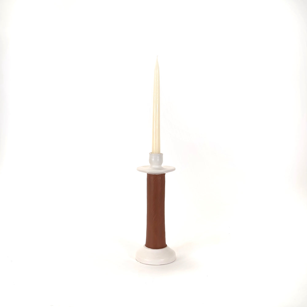 Leather-Wrapped Candle Holder - Made in Moroccan Artisans