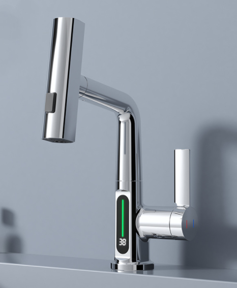 Intelligent Digital Display Faucet -- Pull-out Basin Faucet With Temperature Digital Display