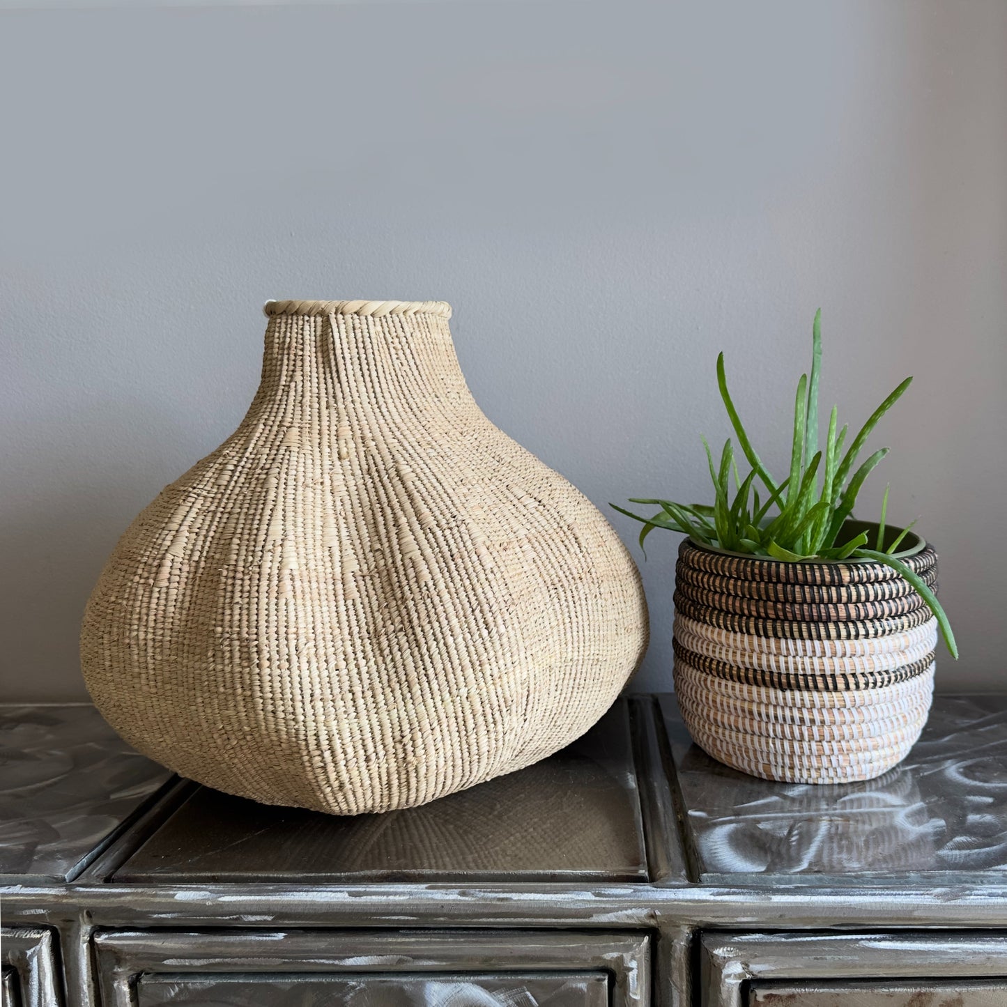 Garlic Tonga Sculptural Baskets - Handwoven by Tribal Women in Zimbabwe