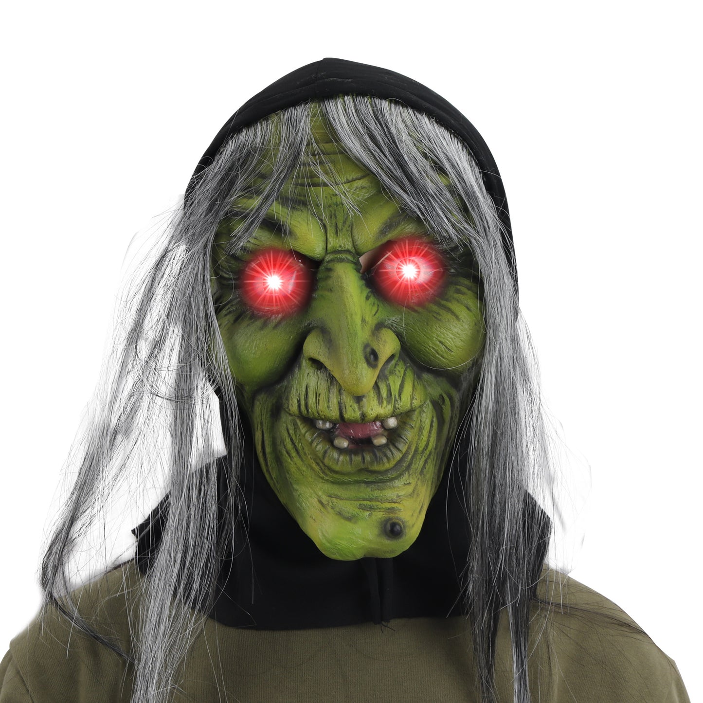 Glowing Eyes LED Halloween Witch Mask - A Bewitching Costume!