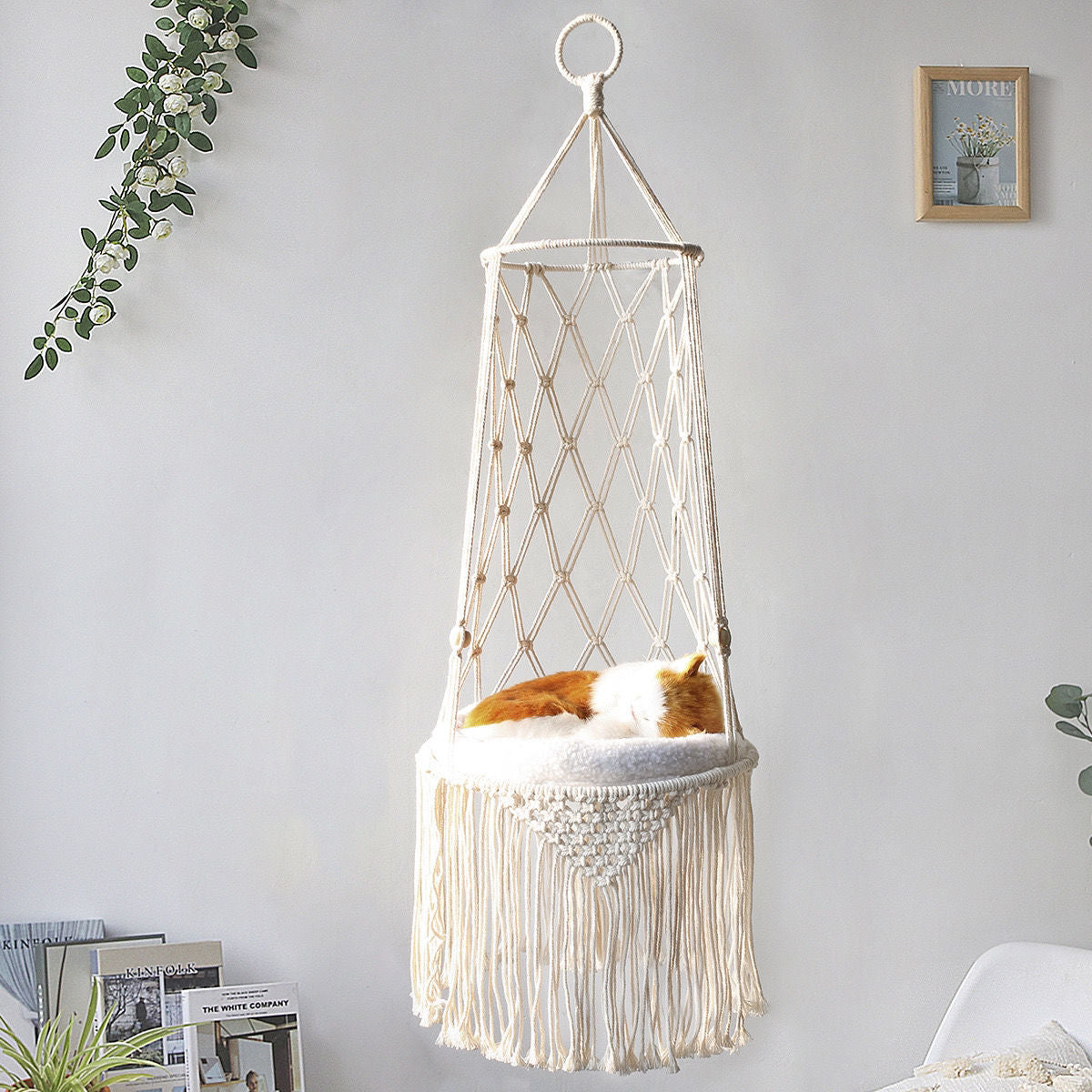 Hanging Macrame Cat Hammock Bed -- A Purrrfect Paradise