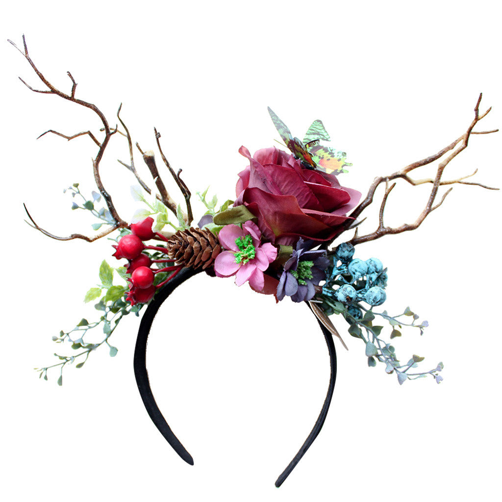 Floral Christmas Antler Headdress