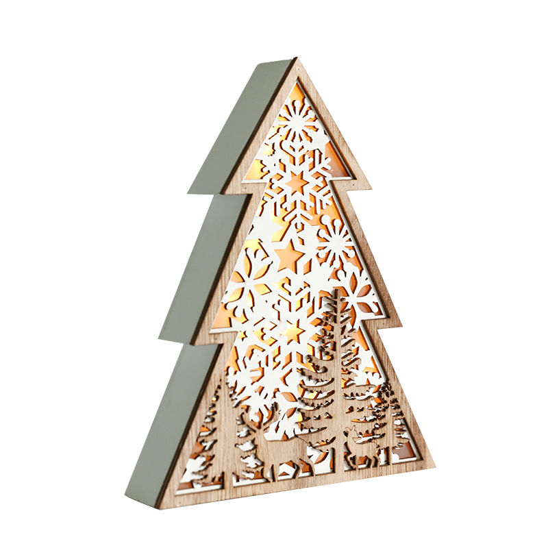 Wooden Christmas Tree Battery Operated Light