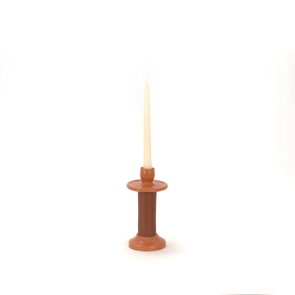 Leather-Wrapped Candle Holder - Made in Moroccan Artisans