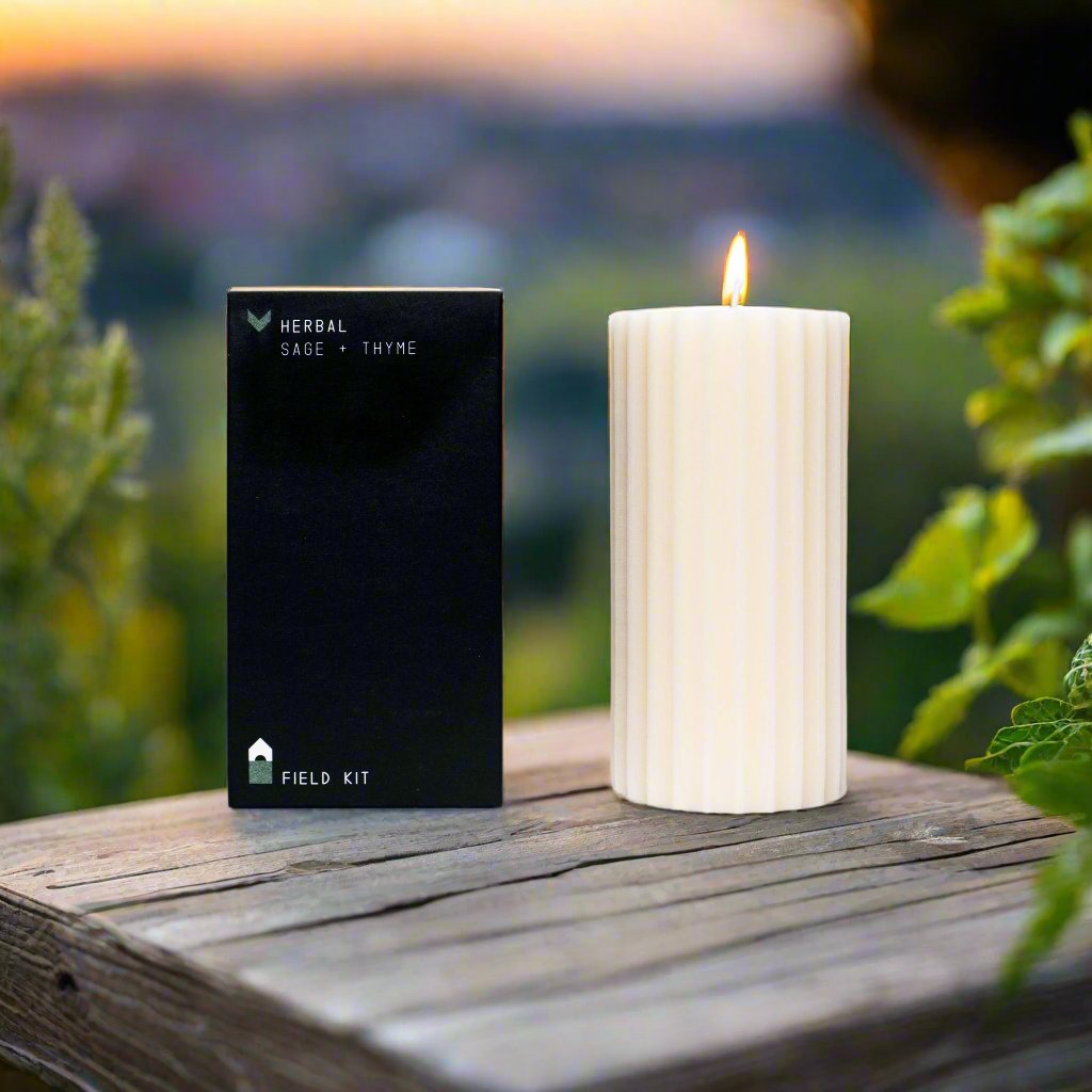 Herbal Pillar Candle by Field Kit - An AZMA Studio Design