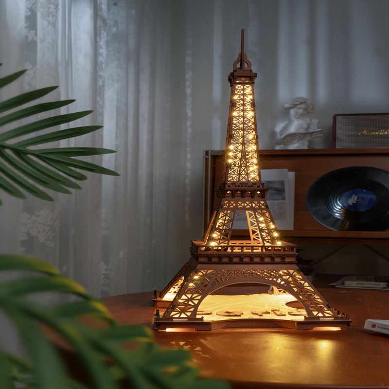 Night Of The Eiffel Tower - Large Wooden Puzzle With 4 Light Shows by Rolife