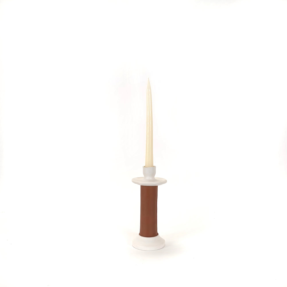 Leather-Wrapped Candle Holder - Made in Moroccan Artisans