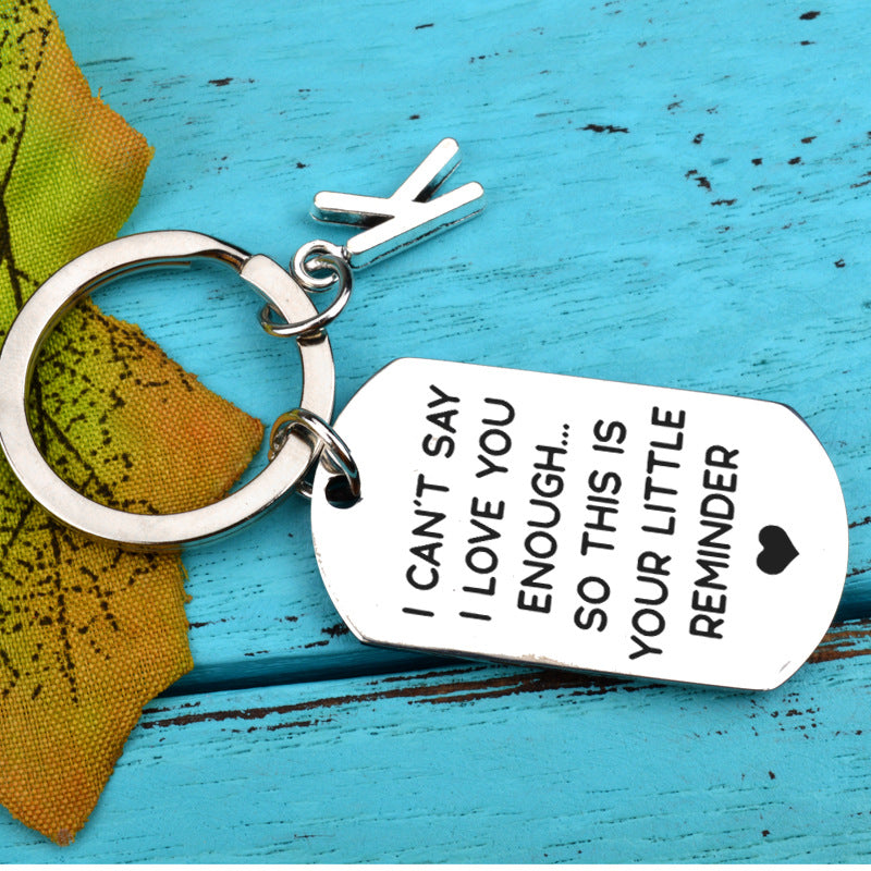 Love Message Stainless Steel Key Ring For Couples