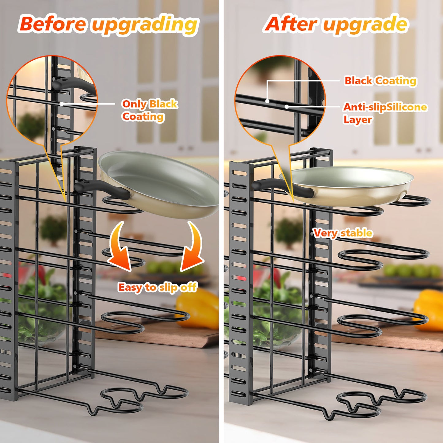 Rainbean Pot And Pan Racks, Adjustable Kitchen Organizer