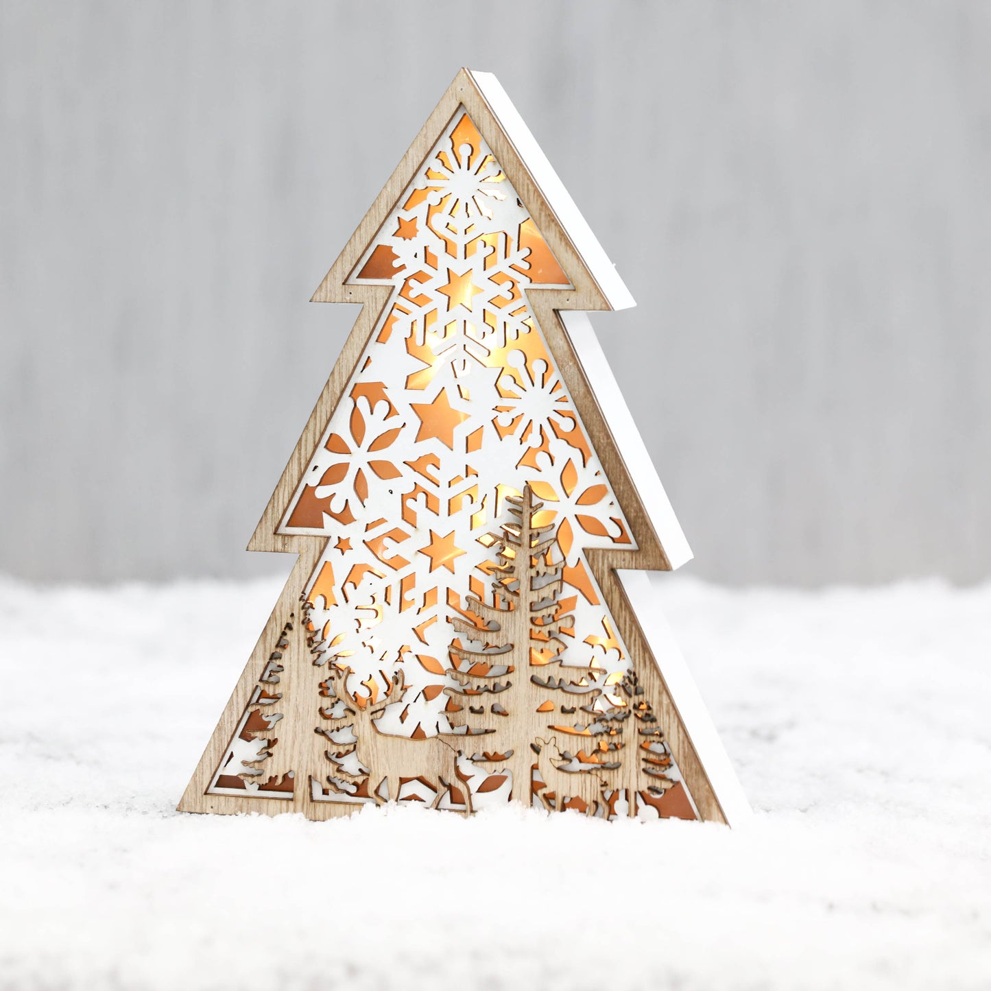 Wooden Christmas Tree Battery Operated Light