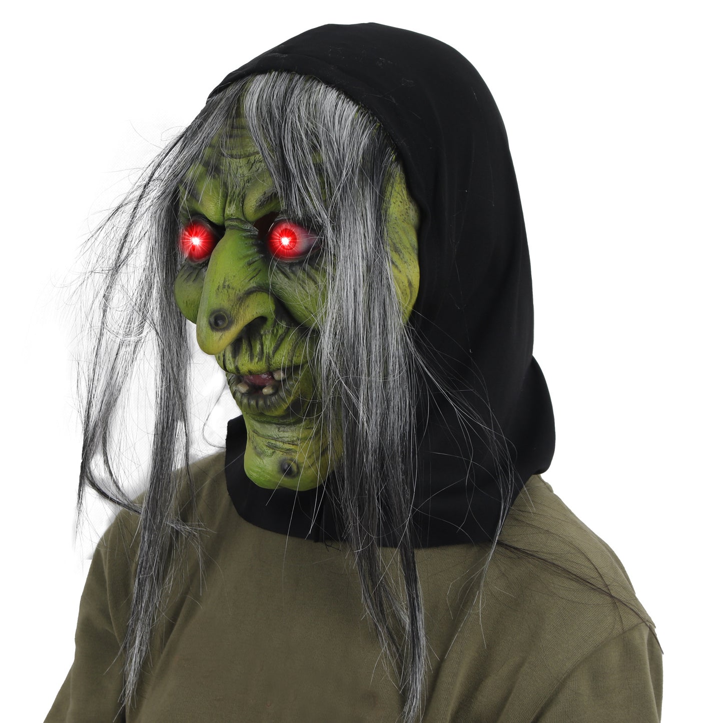 Glowing Eyes LED Halloween Witch Mask - A Bewitching Costume!