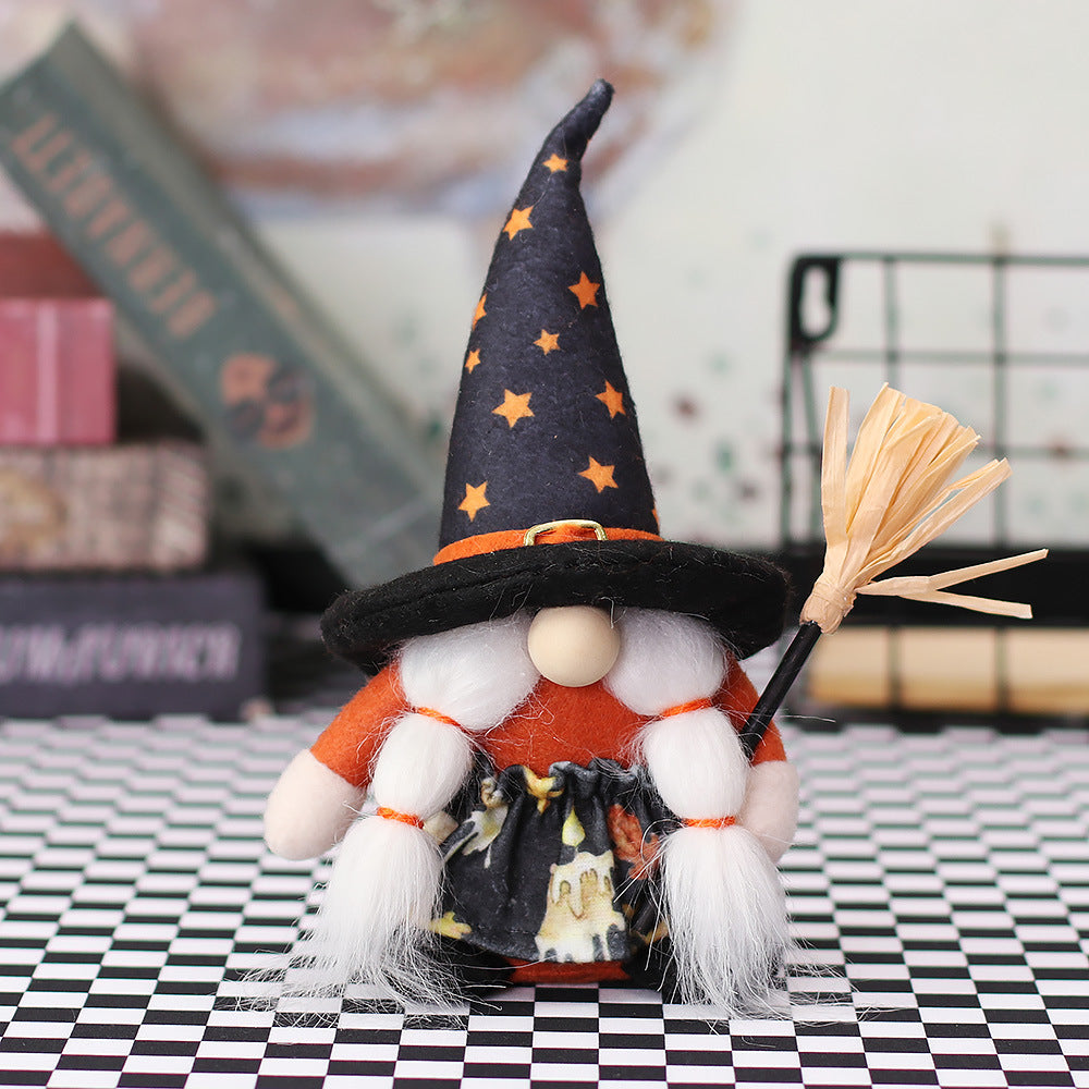 8" Halloween Fabric Gnome Witch Dolls