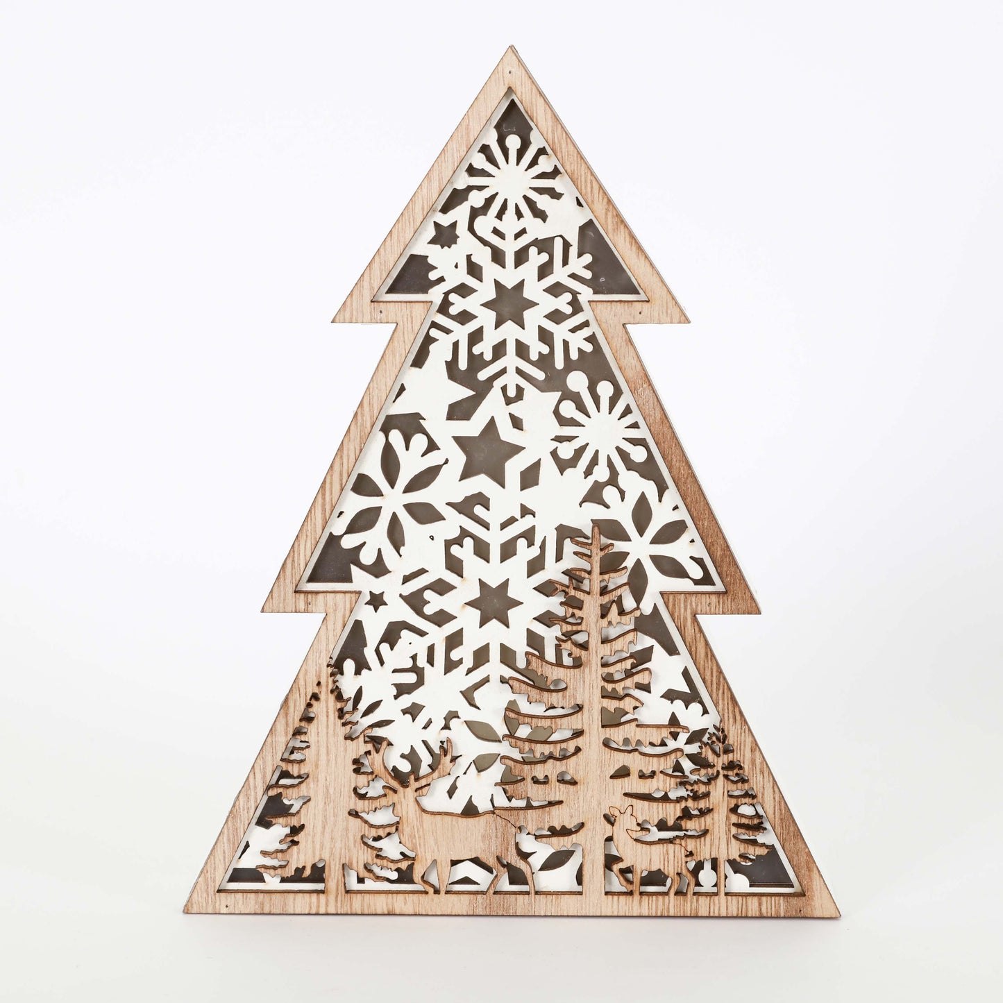 Wooden Christmas Tree Battery Operated Light