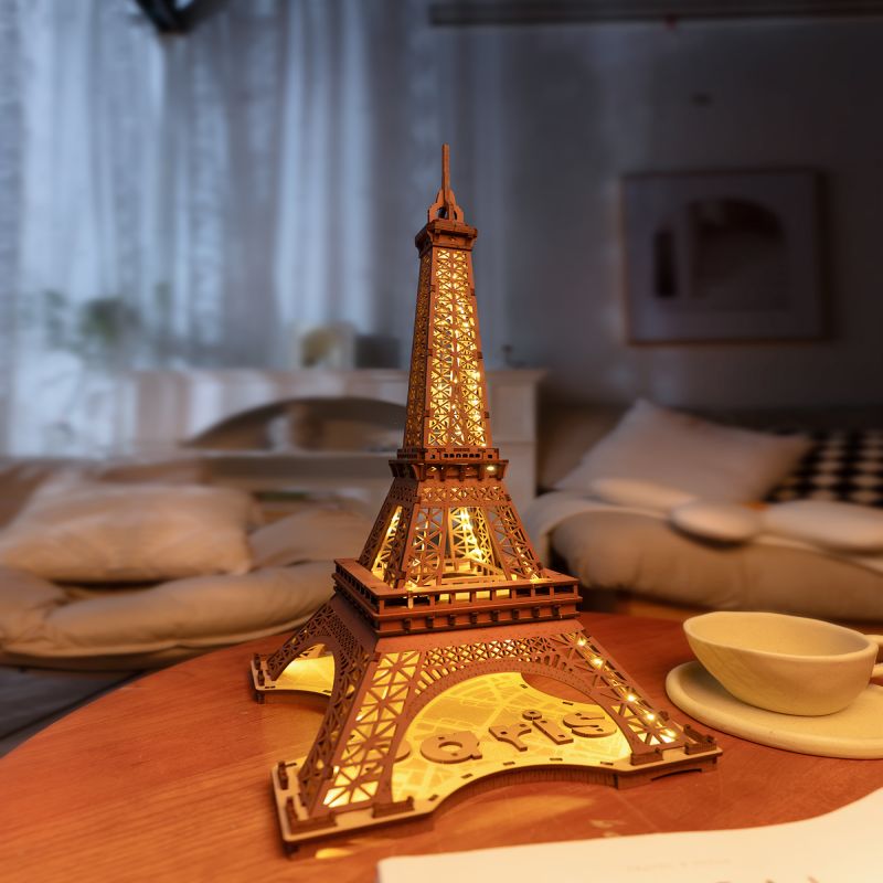 Night Of The Eiffel Tower - Large Wooden Puzzle With 4 Light Shows by Rolife