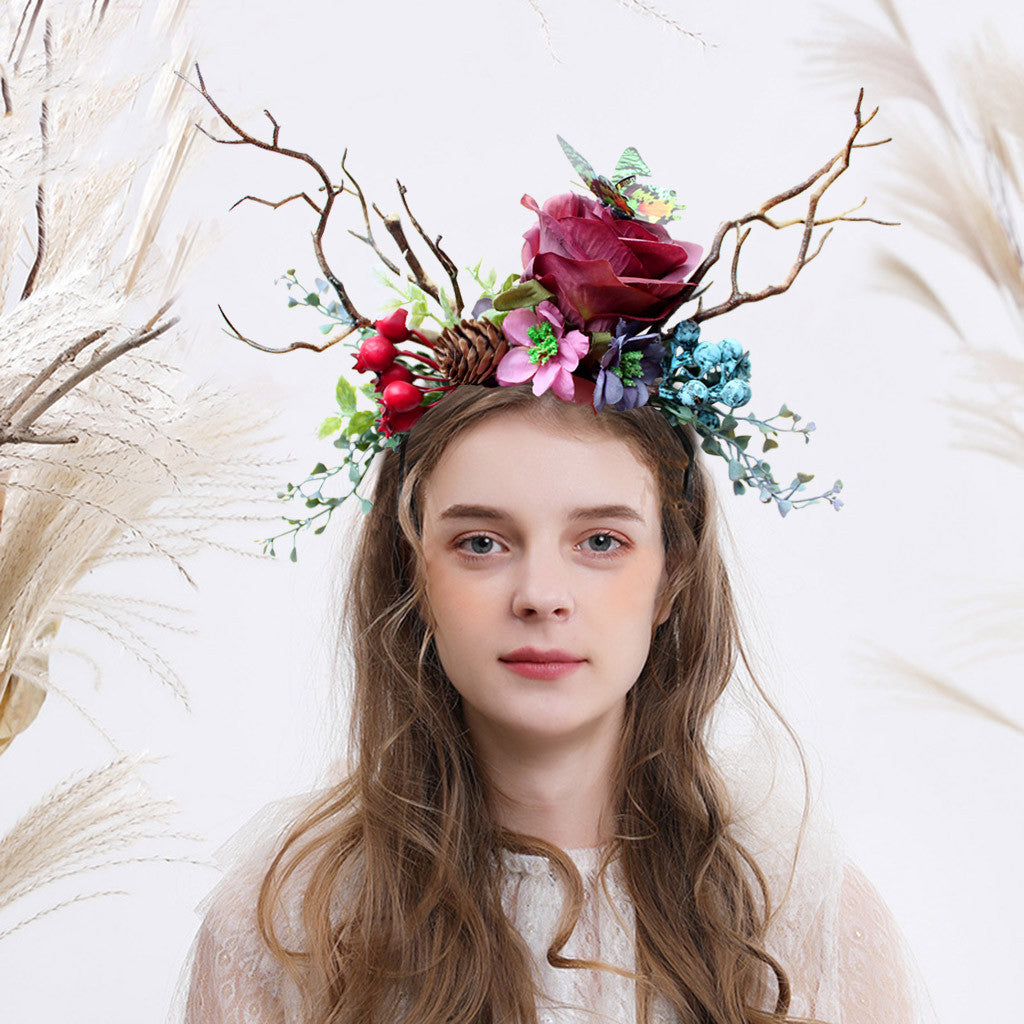 Floral Christmas Antler Headdress