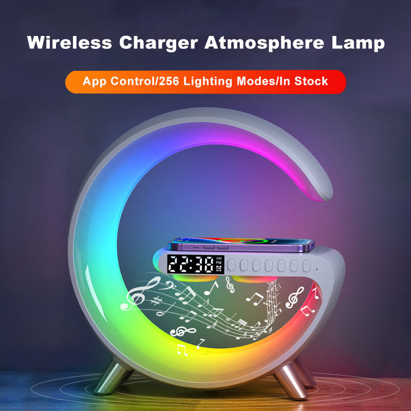 2023 New Intelligent G Shaped LED Lamp With Bluetooth Speaker and Wireless Charger -  Atmosphere Lamp App Control For Bedroom Home Decor