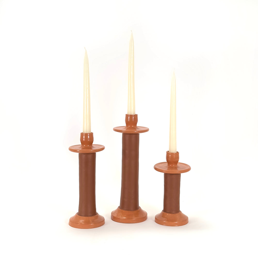 Leather-Wrapped Candle Holder - Made in Moroccan Artisans