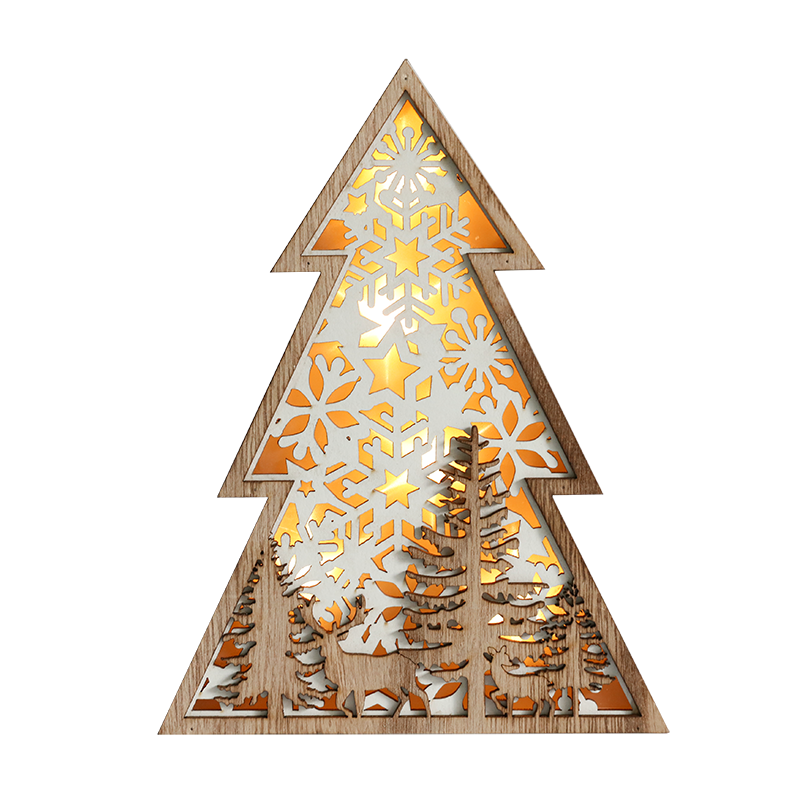 Wooden Christmas Tree Battery Operated Light