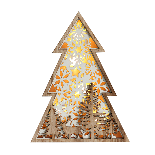 Wooden Christmas Tree Battery Operated Light