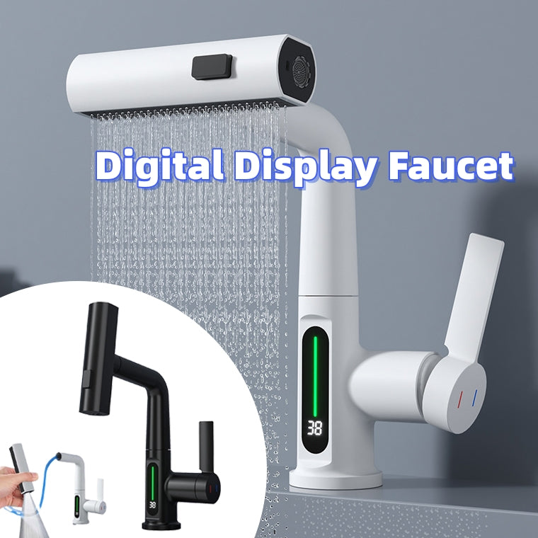 Intelligent Digital Display Faucet -- Pull-out Basin Faucet With Temperature Digital Display