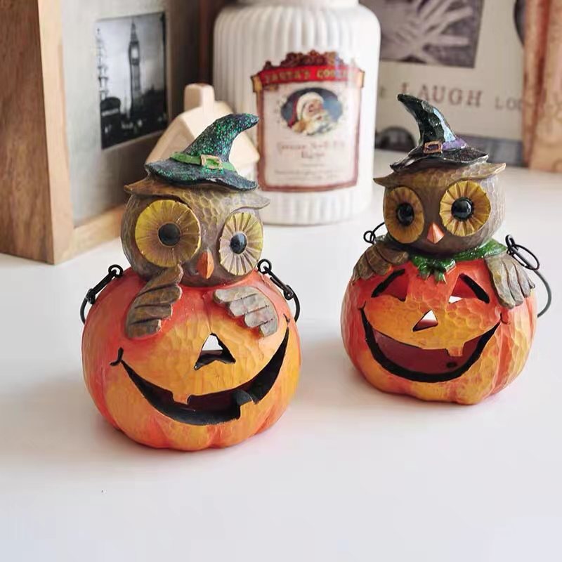 Resin Crafts Halloween Pumpkin and Owl Hanging Ornaments