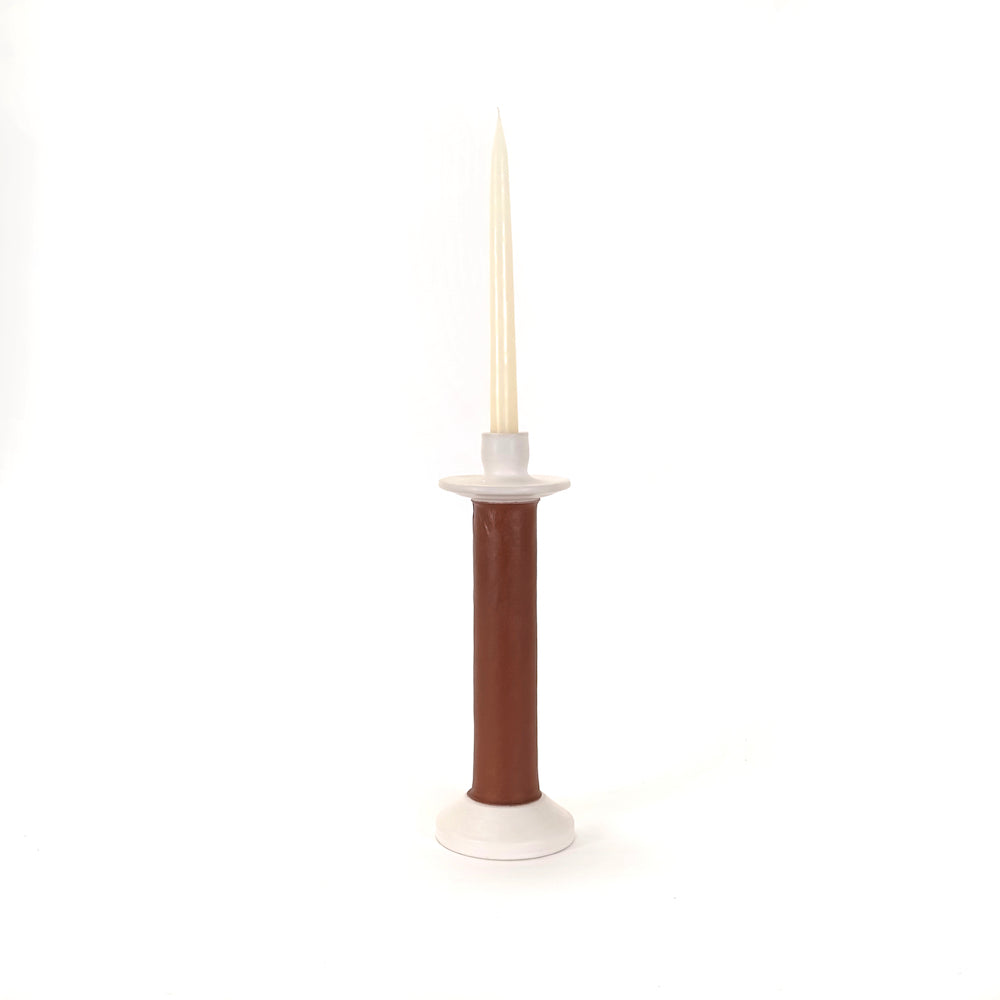 Leather-Wrapped Candle Holder - Made in Moroccan Artisans