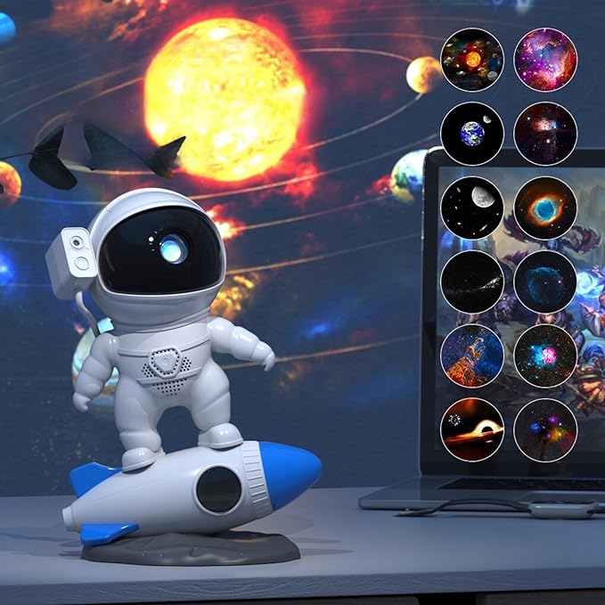 Rocket Astronaut Galaxy Starry Sky Projector Lamp Desktop