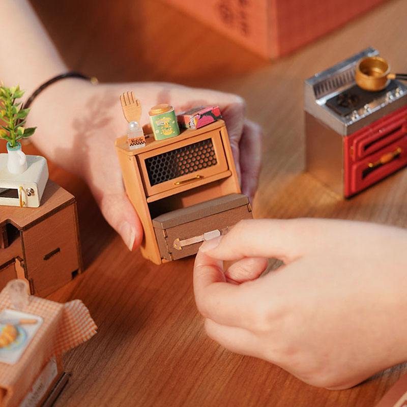 Rolife Happy Kitchen Dollhouse Miniature House - DIY Wooden Puzzle With LED Light