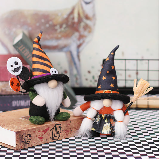 8" Halloween Fabric Gnome Witch Dolls