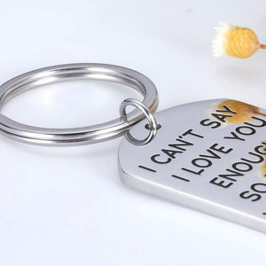 Love Message Stainless Steel Key Ring For Couples