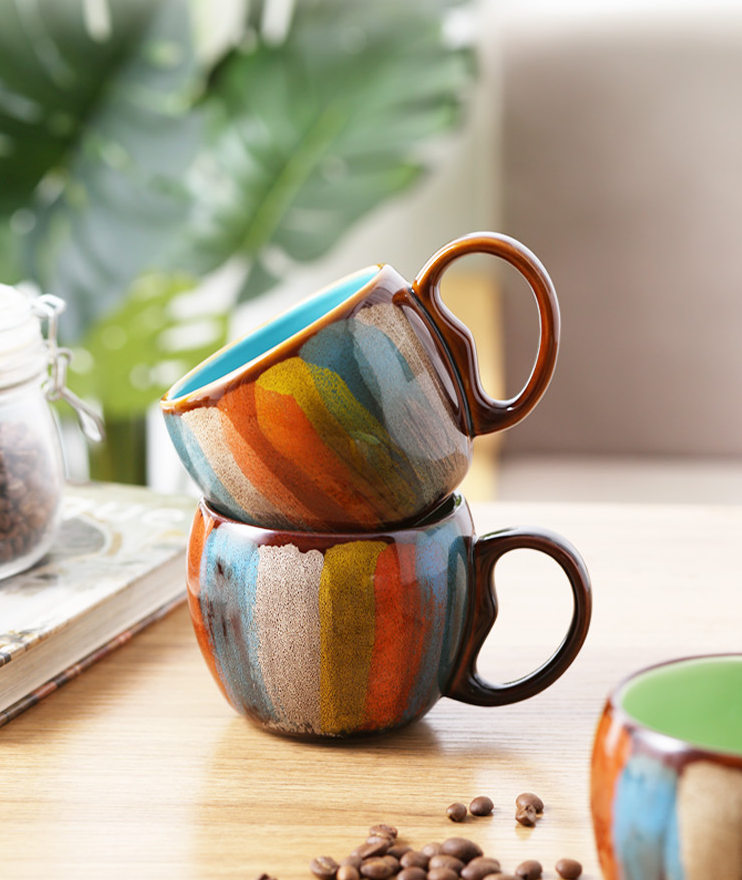 Artisan Hand-Painted Ceramic Coffee or Tea Cups