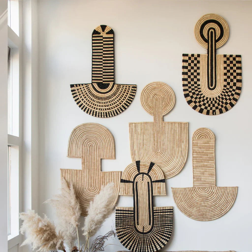 Woven Abstract Masks - Inspired by Tradition, Crafted by Hand - Abstract Wall Mask 1 -  Natural