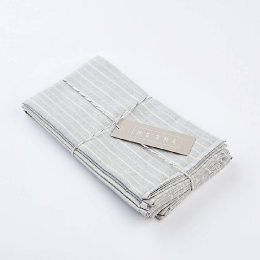 Grey Striped Cotton Napkin - Sustainable and Elegant - Set of 4