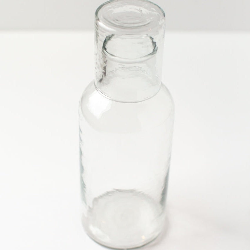 Artfully Handblown Recycled Glass Carafe Set: Where Style Meets Sustainability - Clear