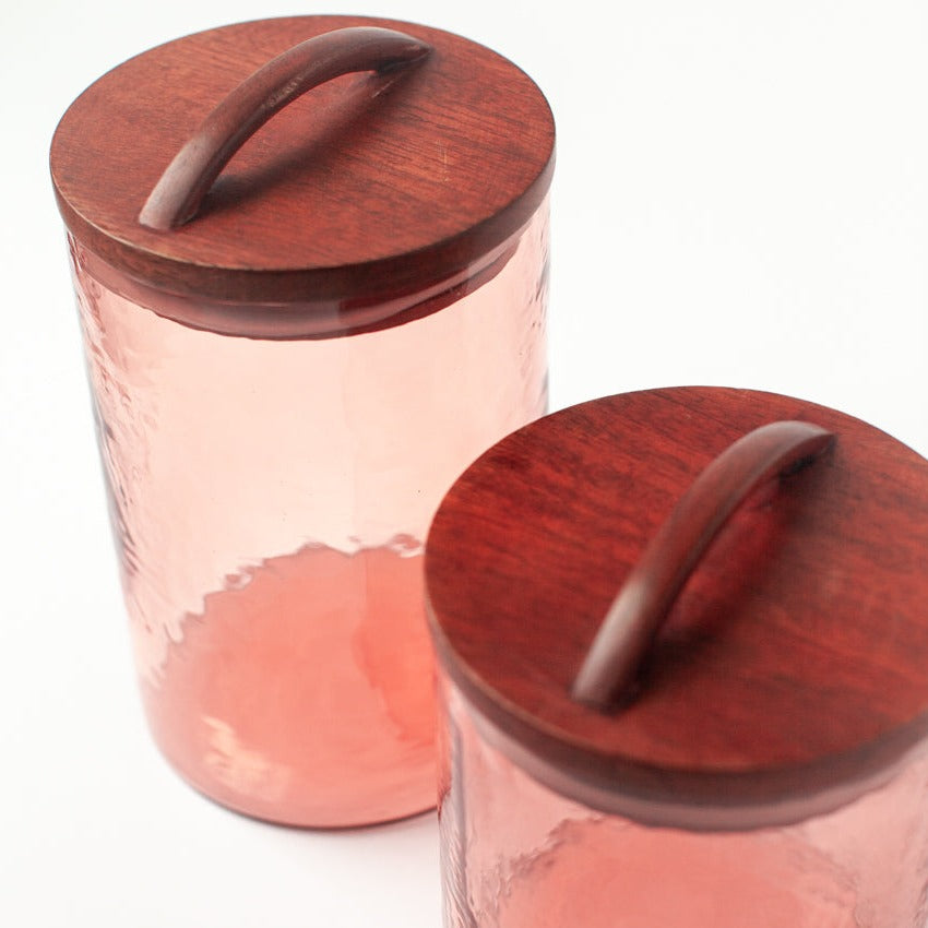 Large Canister in Blush Glass - From Creative Women in India