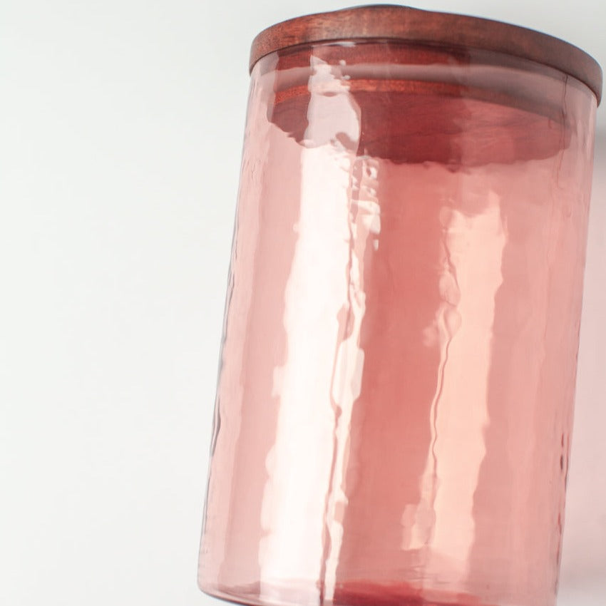 Large Canister in Blush Glass - From Creative Women in India