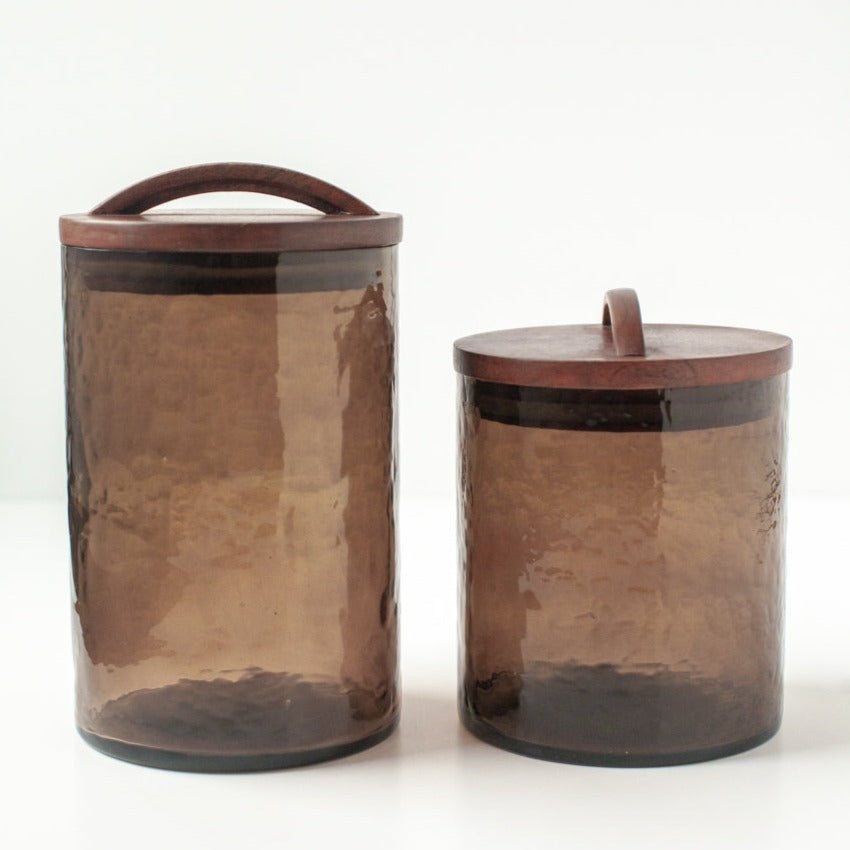 Large Canister in Smoky Glass - From Creative Women in India