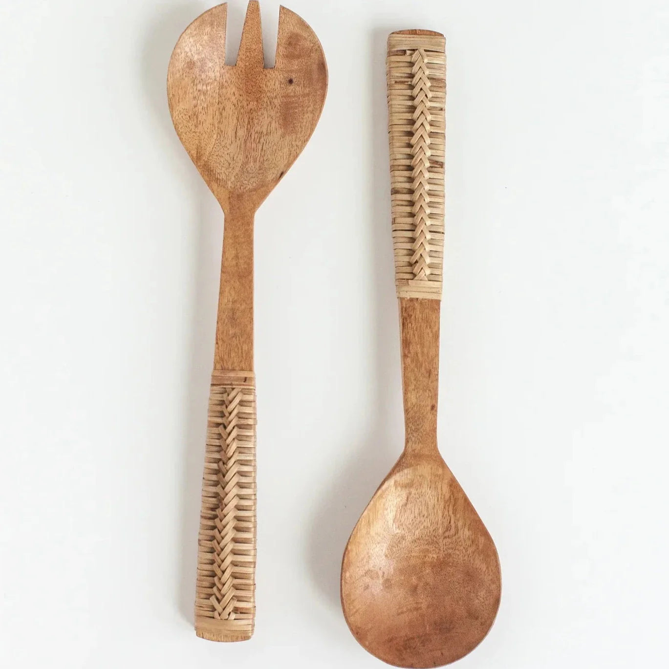 Braided Mango Wood Salad Servers - A Reflection of Craftsmanship and Conscious Living