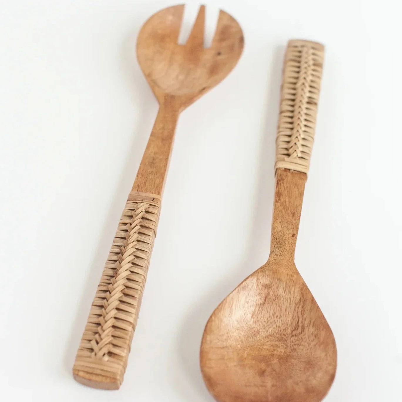 Braided Mango Wood Salad Servers - A Reflection of Craftsmanship and Conscious Living