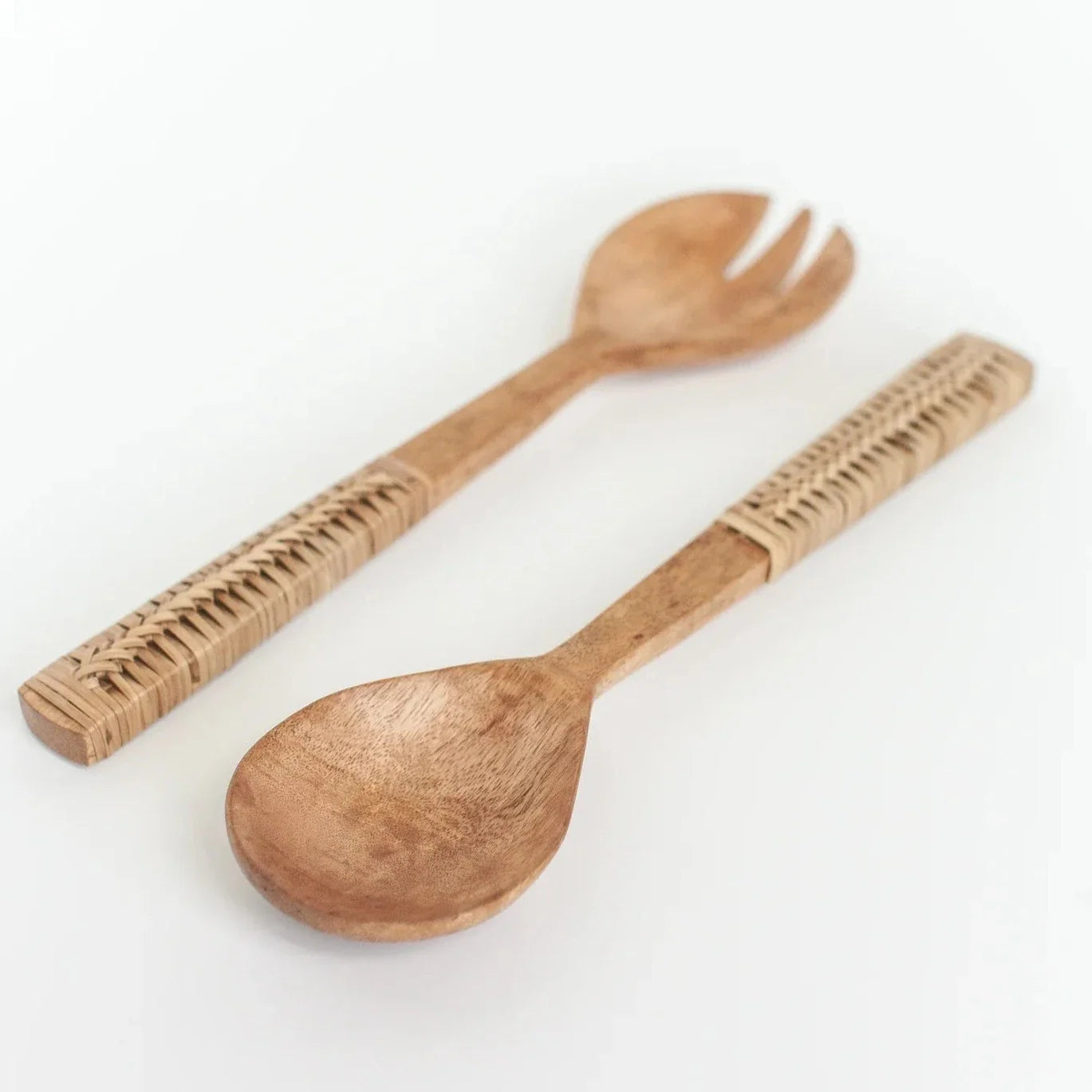 Braided Mango Wood Salad Servers - A Reflection of Craftsmanship and Conscious Living