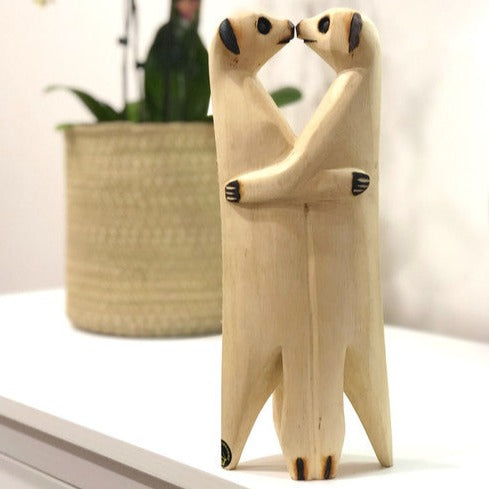 Hand Carved Standing Meerkat - Lovers Pair - Zimbabwe Craft