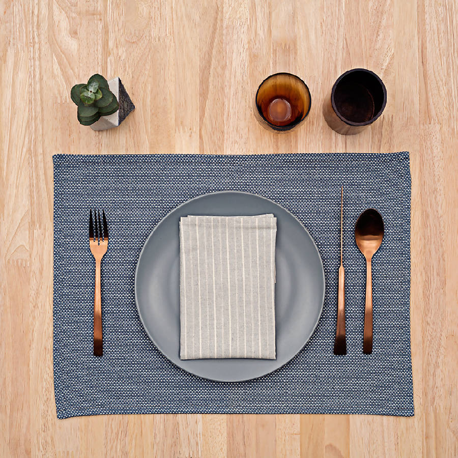 Grey Striped Cotton Napkin - Sustainable and Elegant - Set of 4