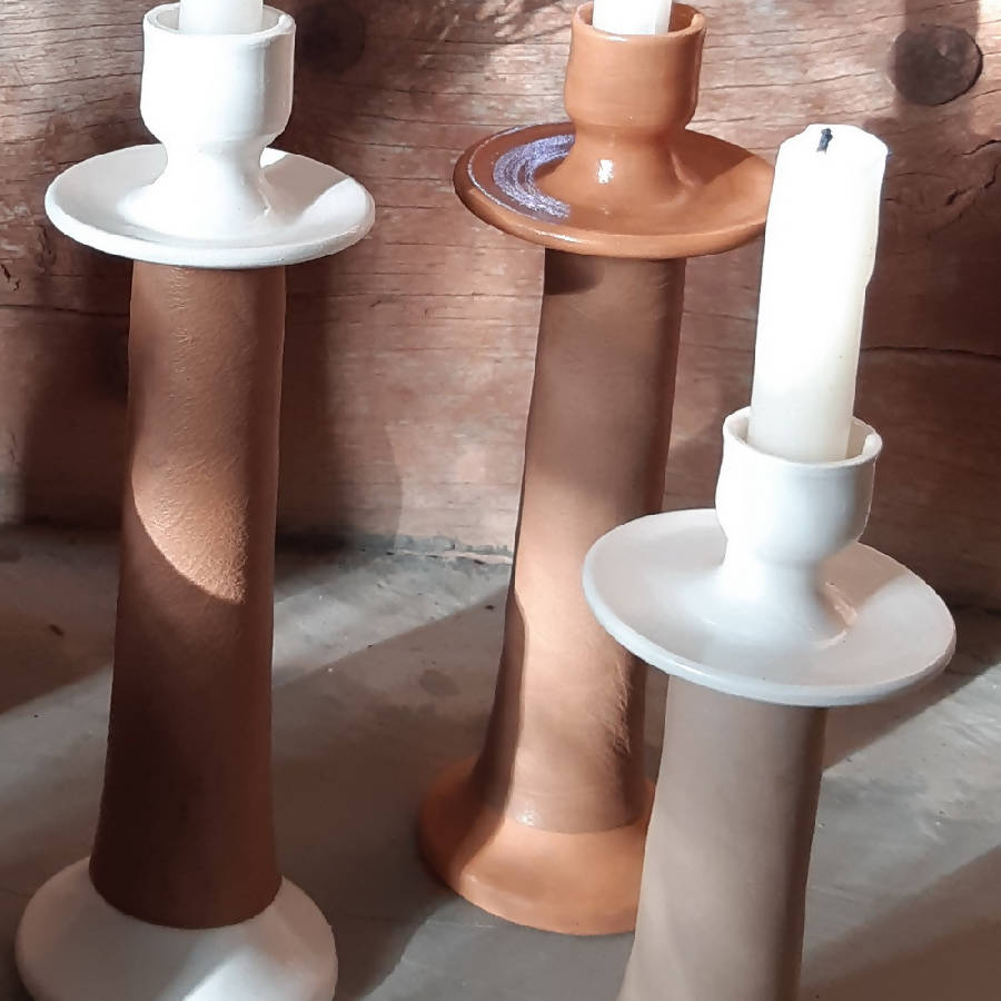 Leather-Wrapped Candle Holder - Made in Moroccan Artisans