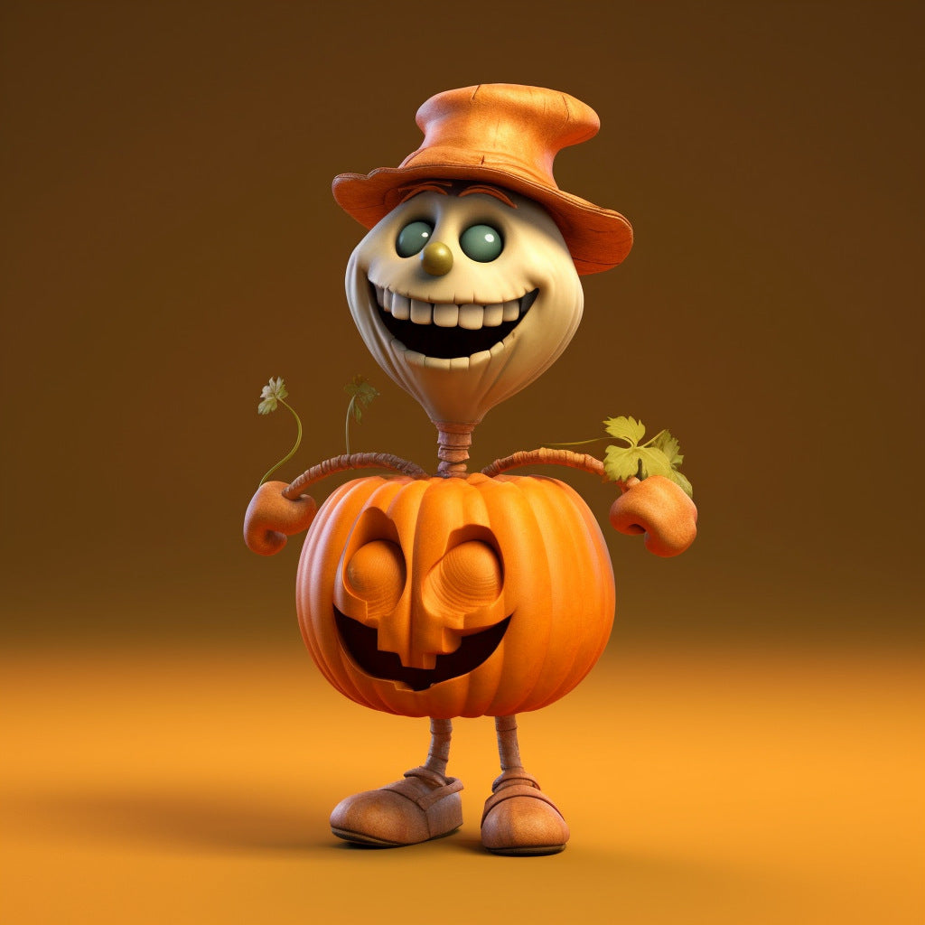 Friendly Pumpkin Pals - Toy Character Statues for Home or Desktop