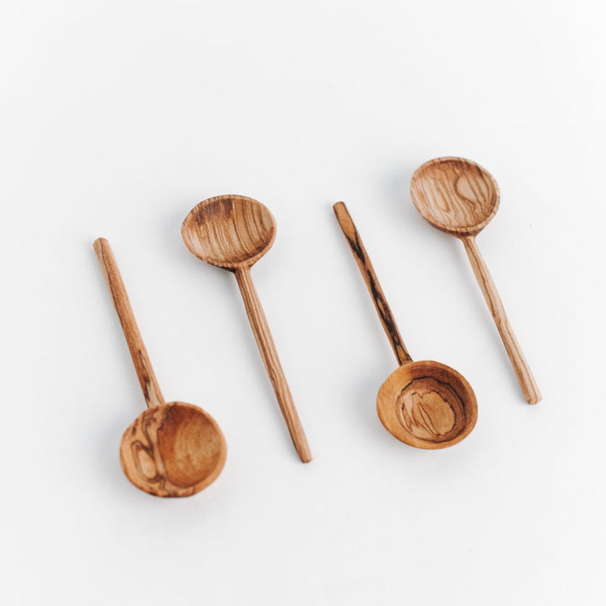 Hand-Crafted Olive Wood Coffee Spoons From Kenya - Set of 4