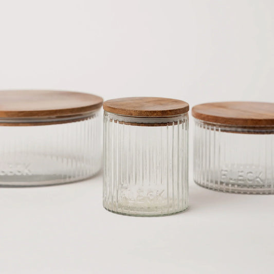 Fluted Glass Storage Jars by Fleck- Set of 3