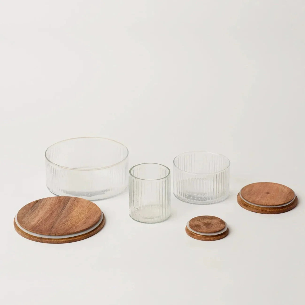 Fluted Glass Storage Jars by Fleck- Set of 3